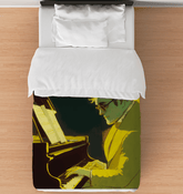 SurArt 91 Duvet Cover on a bed, showcasing its elegant simplicity and inviting atmosphere.